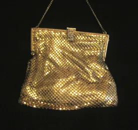 1930s Gold Mesh Purse Rhinestone Clasp Formal Purse Wedding Bridal Bag