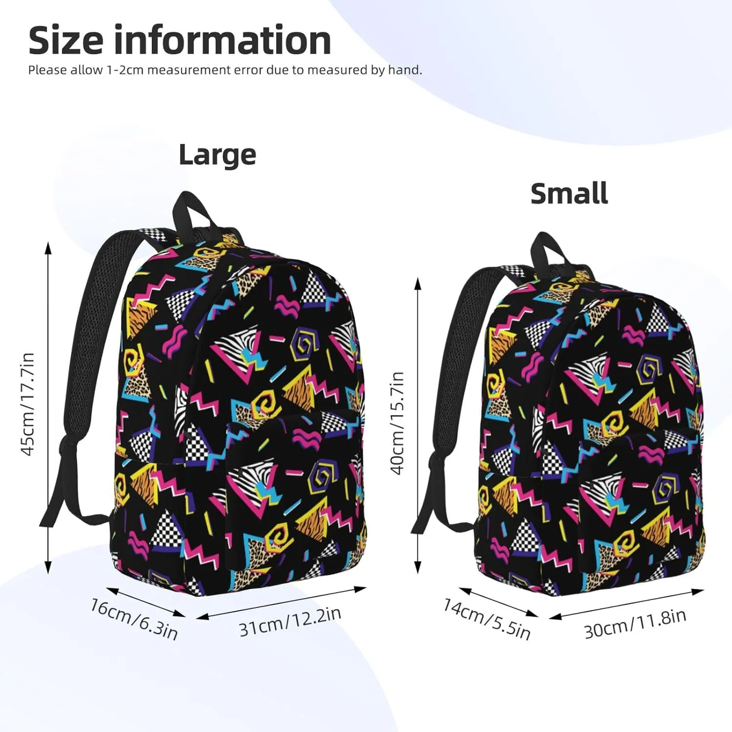 Abstract 90s Retro Fashion Backpack for Girls Boys Women Lightweight Canvas Bookbag Casual Daypack for Travel Outdoor Camping, 15 Inches