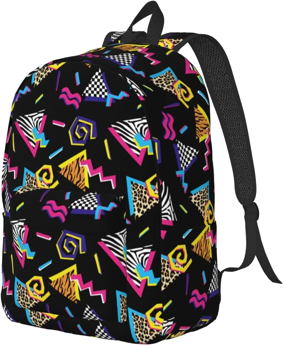 Abstract 90s Retro Fashion Backpack for Girls Boys Women Lightweight Canvas Bookbag Casual Daypack for Travel Outdoor Camping, 15 Inches