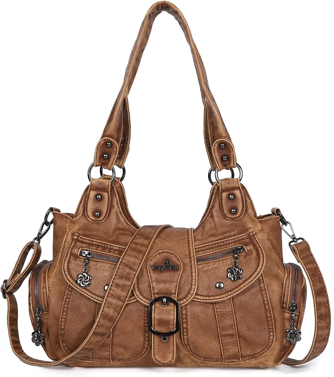 Angel Kiss Hobo Bags for Women Vegan Leather Shoulder Purses and Handbags Ladies Roomy Tote Bags Purse with Crossbody Strap