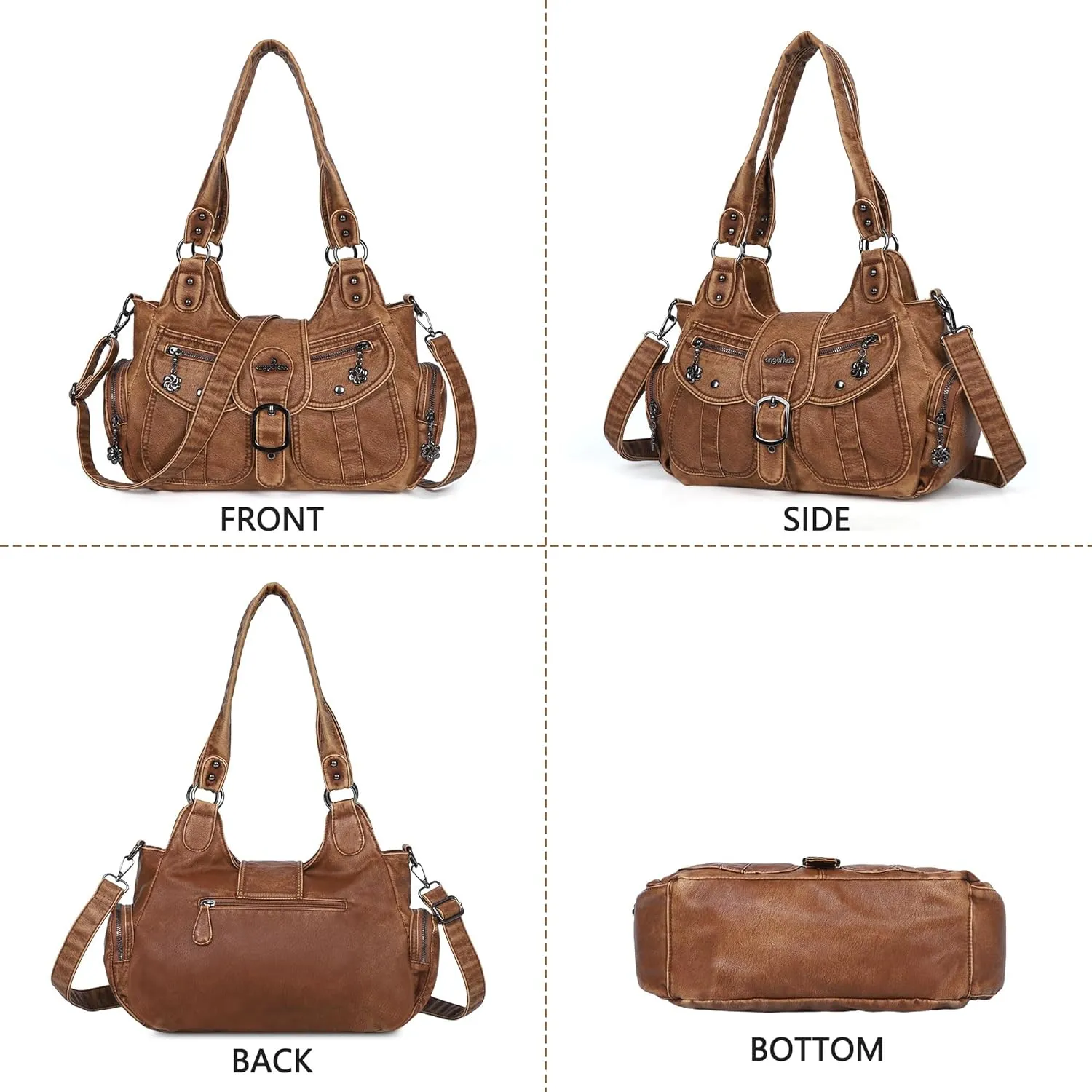 Angel Kiss Hobo Bags for Women Vegan Leather Shoulder Purses and Handbags Ladies Roomy Tote Bags Purse with Crossbody Strap