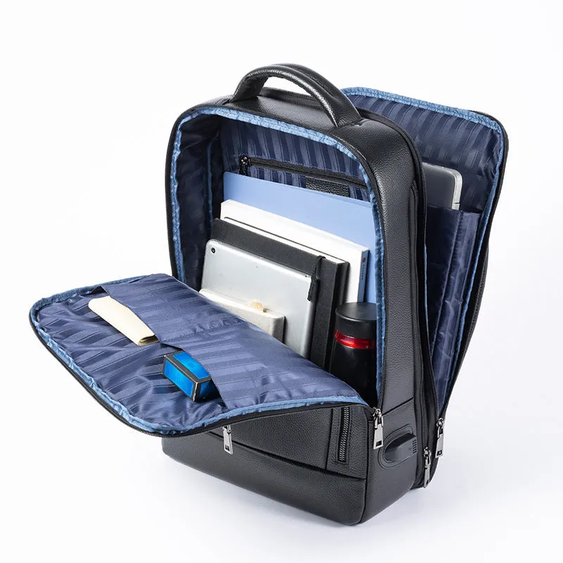 Backpack Business Fashion Large Capacity Computer  Litchi Pattern USB