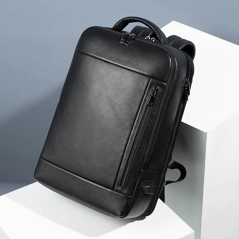 Backpack Business Fashion Large Capacity Computer  Litchi Pattern USB