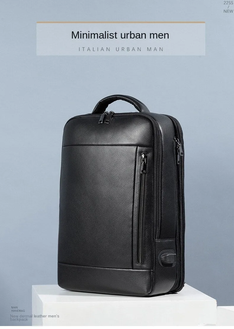 Backpack Business Fashion Large Capacity Computer  Litchi Pattern USB