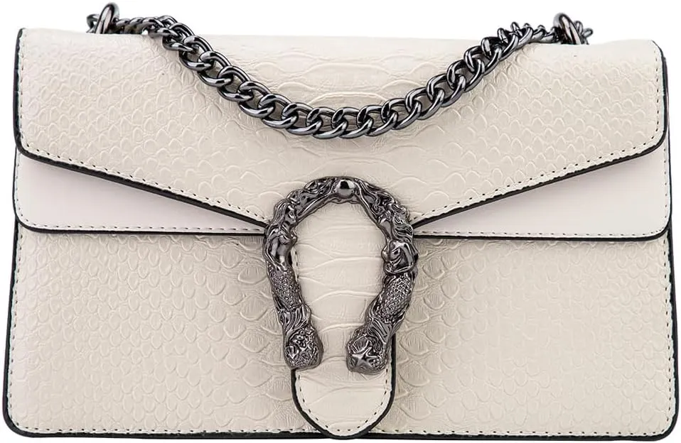 Bealin Women's Crossbody Shoulder Bag Retro Snake Print Square Satchel Handbag Chain Strap Clutch Leather Bag