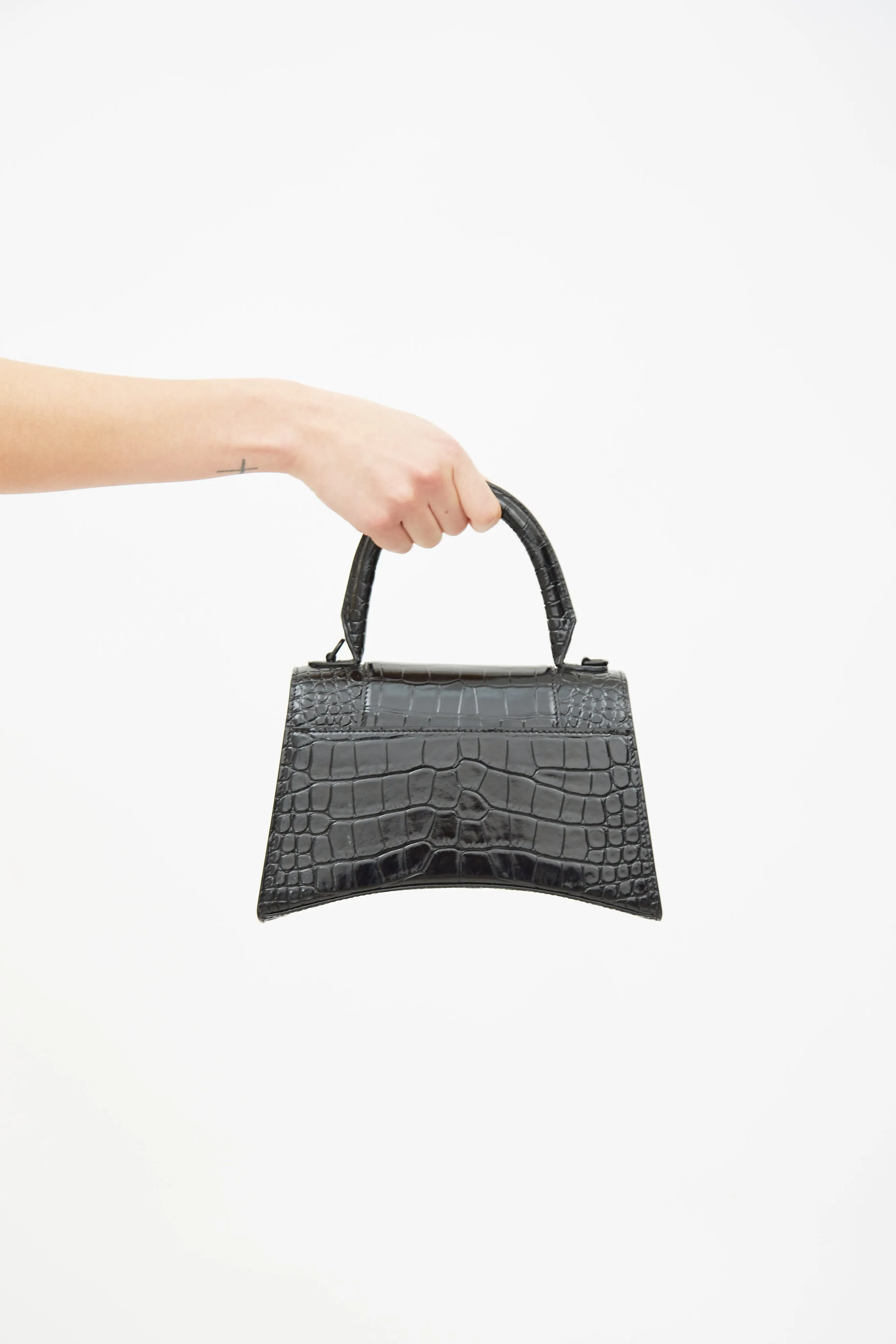 Black Hourglass Embossed Leather Bag
