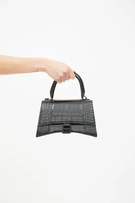 Black Hourglass Embossed Leather Bag