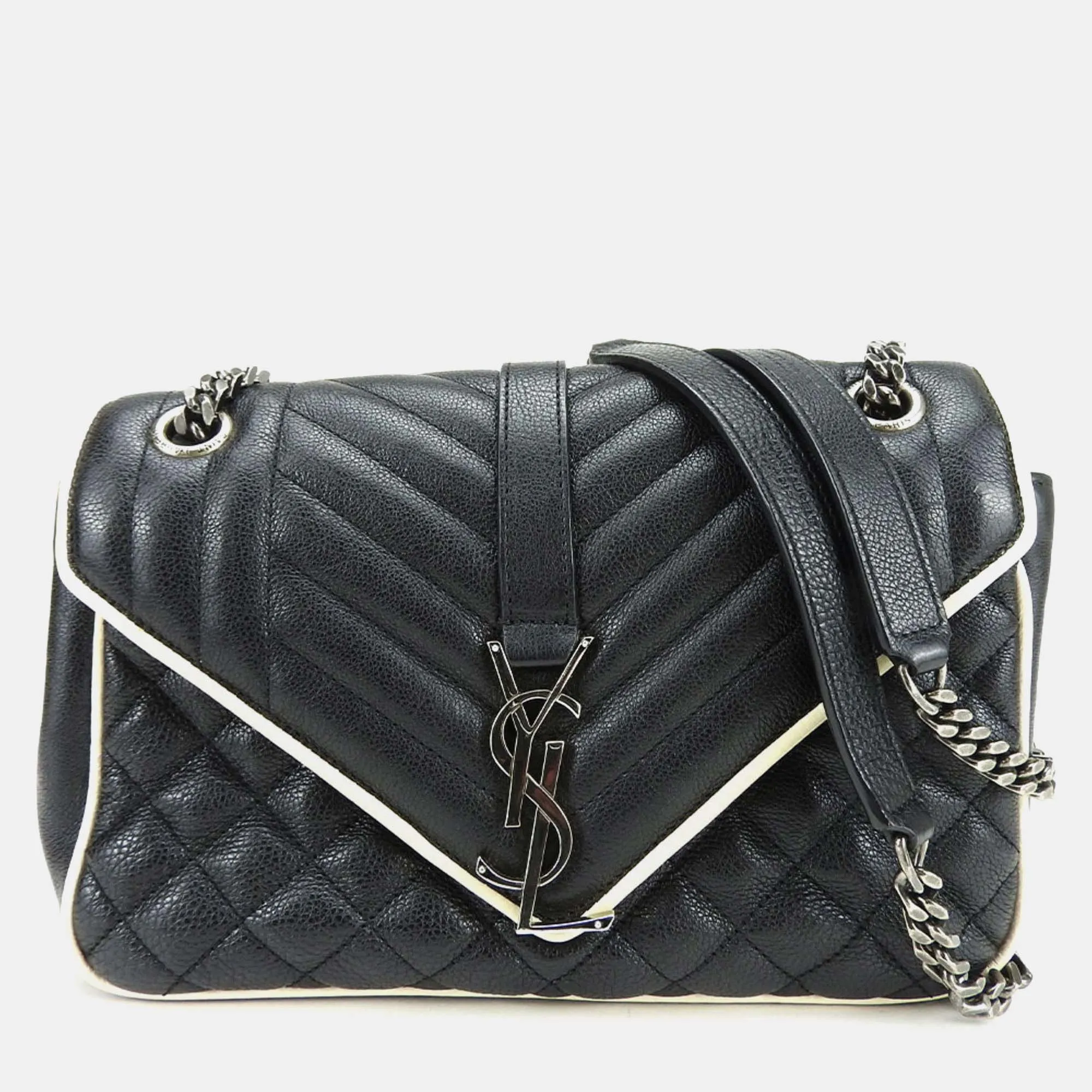 Black Leather Medium Monogram Triquilt Matelass&eacute; Envelope Bag