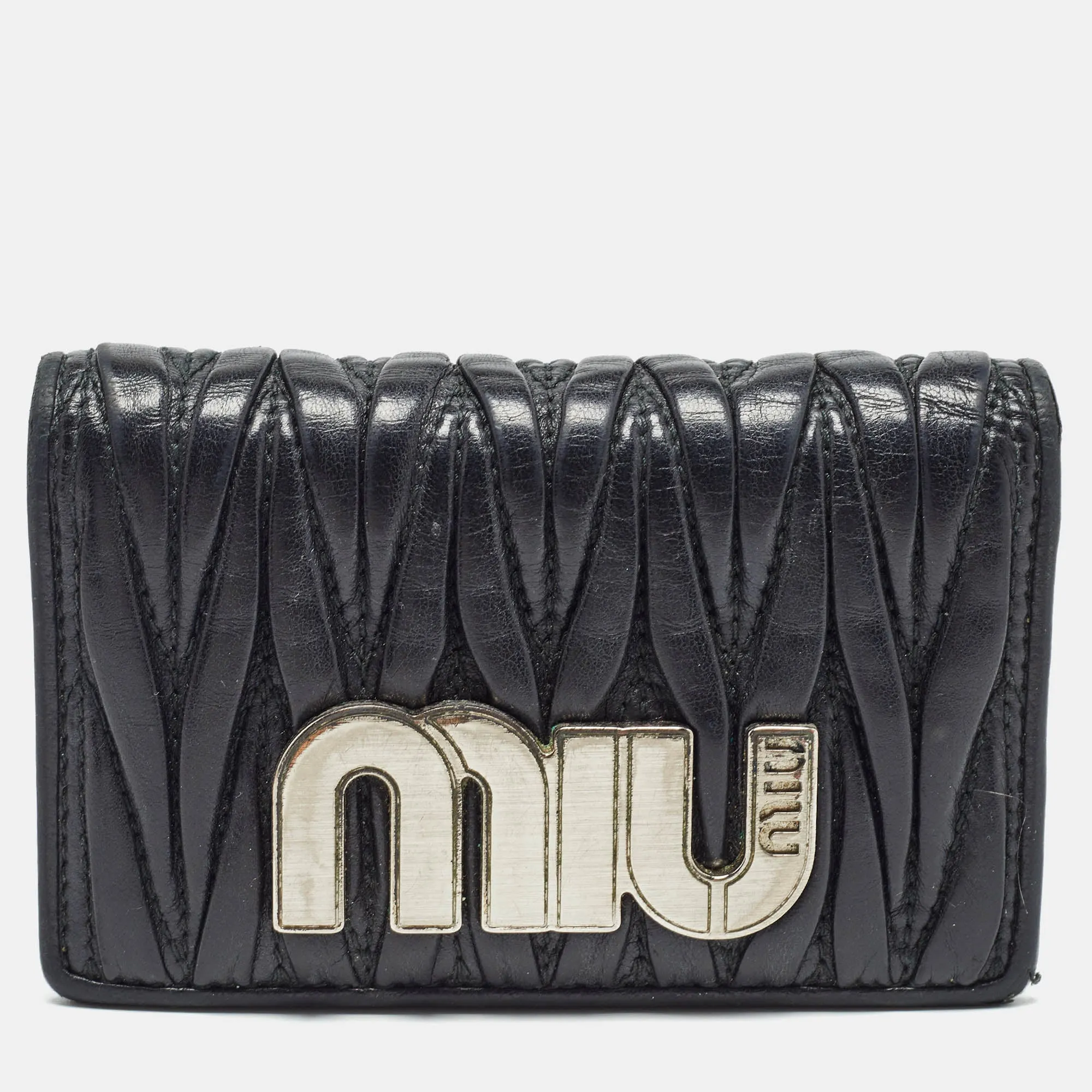 Black Matelasse Leather Business Card Holder