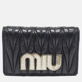Black Matelasse Leather Business Card Holder