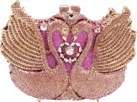 Boutique De FGG Swan Crystal Clutch for Women Evening Handbags Wedding Party Rhinestone Clutch Purse Animal Minaudiere,Mini