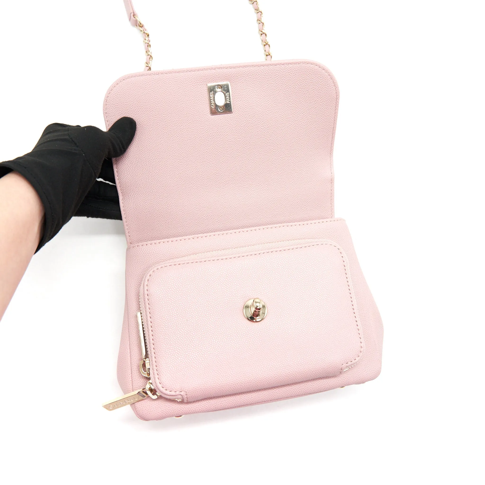 CHANEL BUSINESS AFFINITY FLAP BAG QUILTED CAVIAR SMALL IN SMALL
