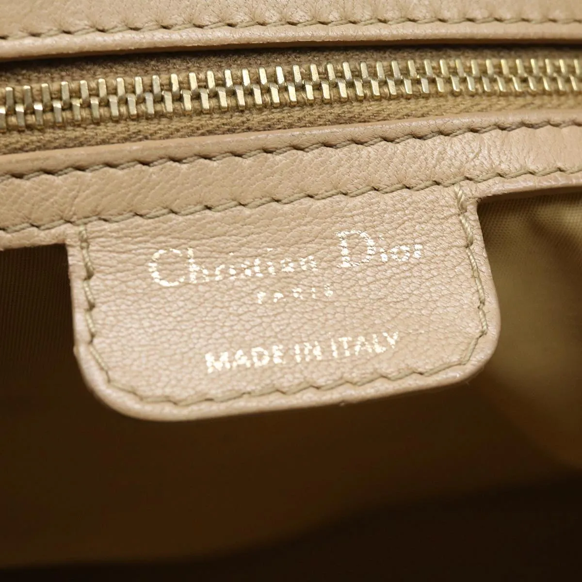 CHRISTIAN DIOR Canage Lady Dior Hand Bag Nylon Beige  bs2219