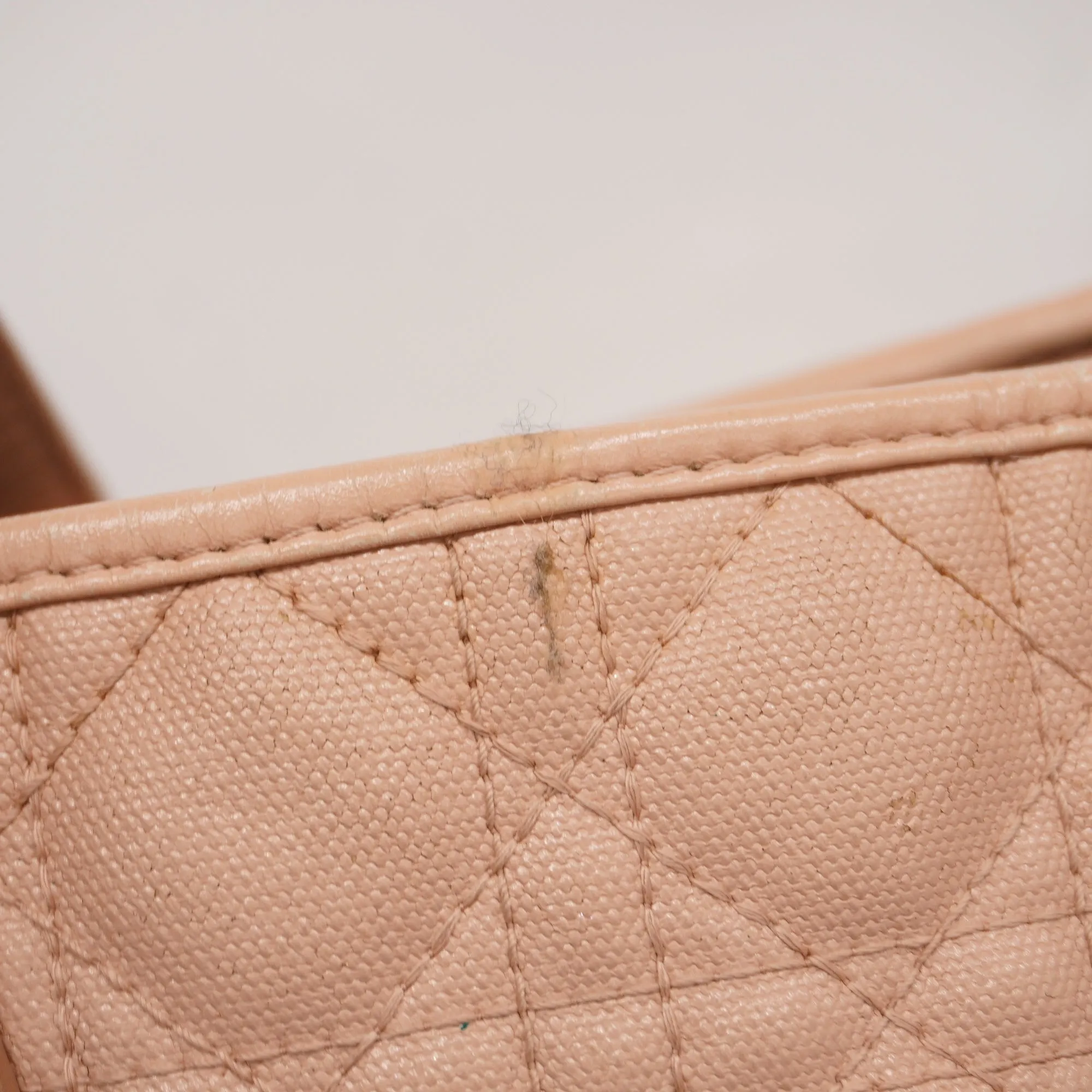 CHRISTIAN DIORAuth  2way Bag Cannage Lady Dior Women's Leather,PVC Tote Bag Pink