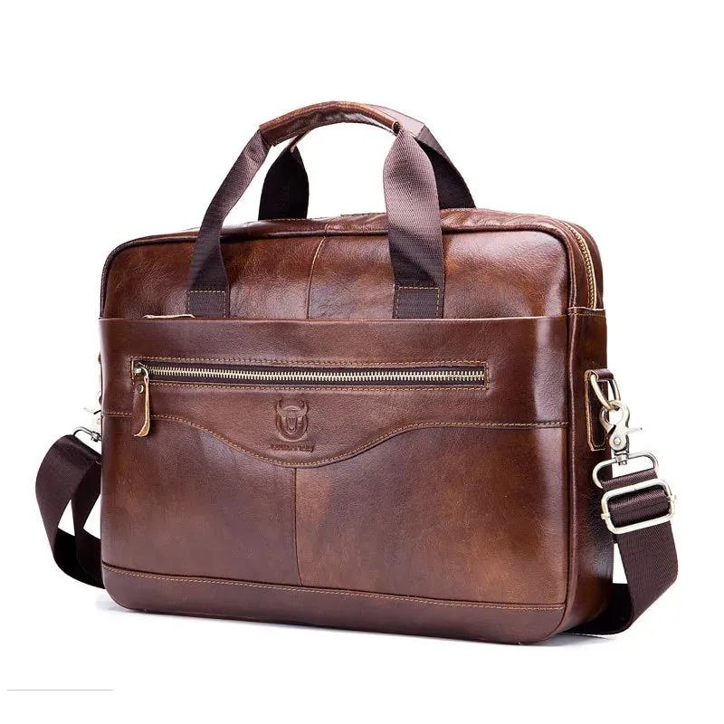 Cow Leather Briefcase Men Handbags High Quality Business Laptop Massager Bag