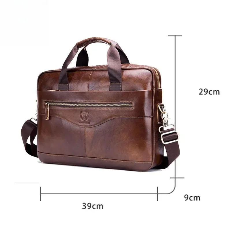 Cow Leather Briefcase Men Handbags High Quality Business Laptop Massager Bag