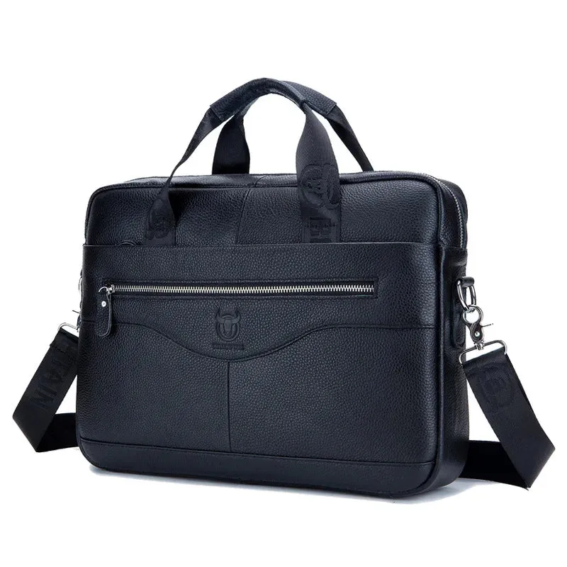 Cow Leather Briefcase Men Handbags High Quality Business Laptop Massager Bag