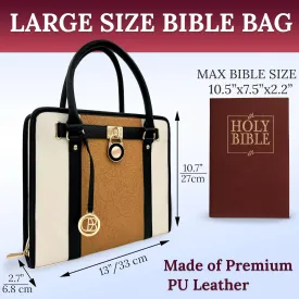 DEHITE Bible Bags for Women - Leather Bible Carrying Case - Pen Slots - Zippered Pocket - Premium PU Leather