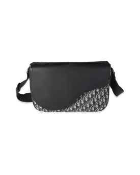 Dior Blue Oblique & Leather Saddle Messenger Bag