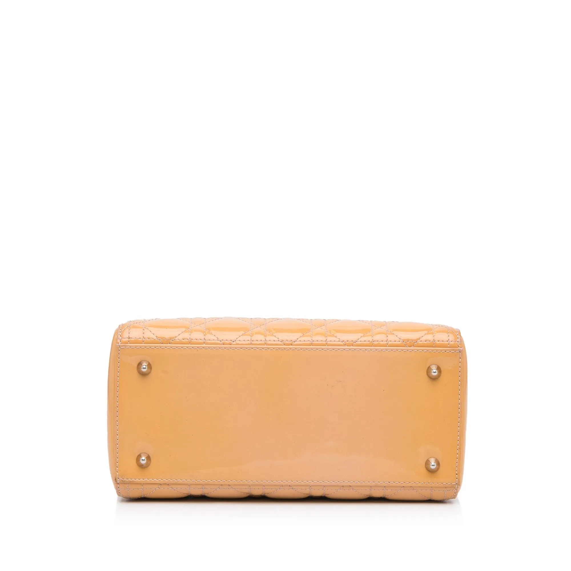 Dior Lady Dior Medium Light Orange Cannage Quilted Patent Leather