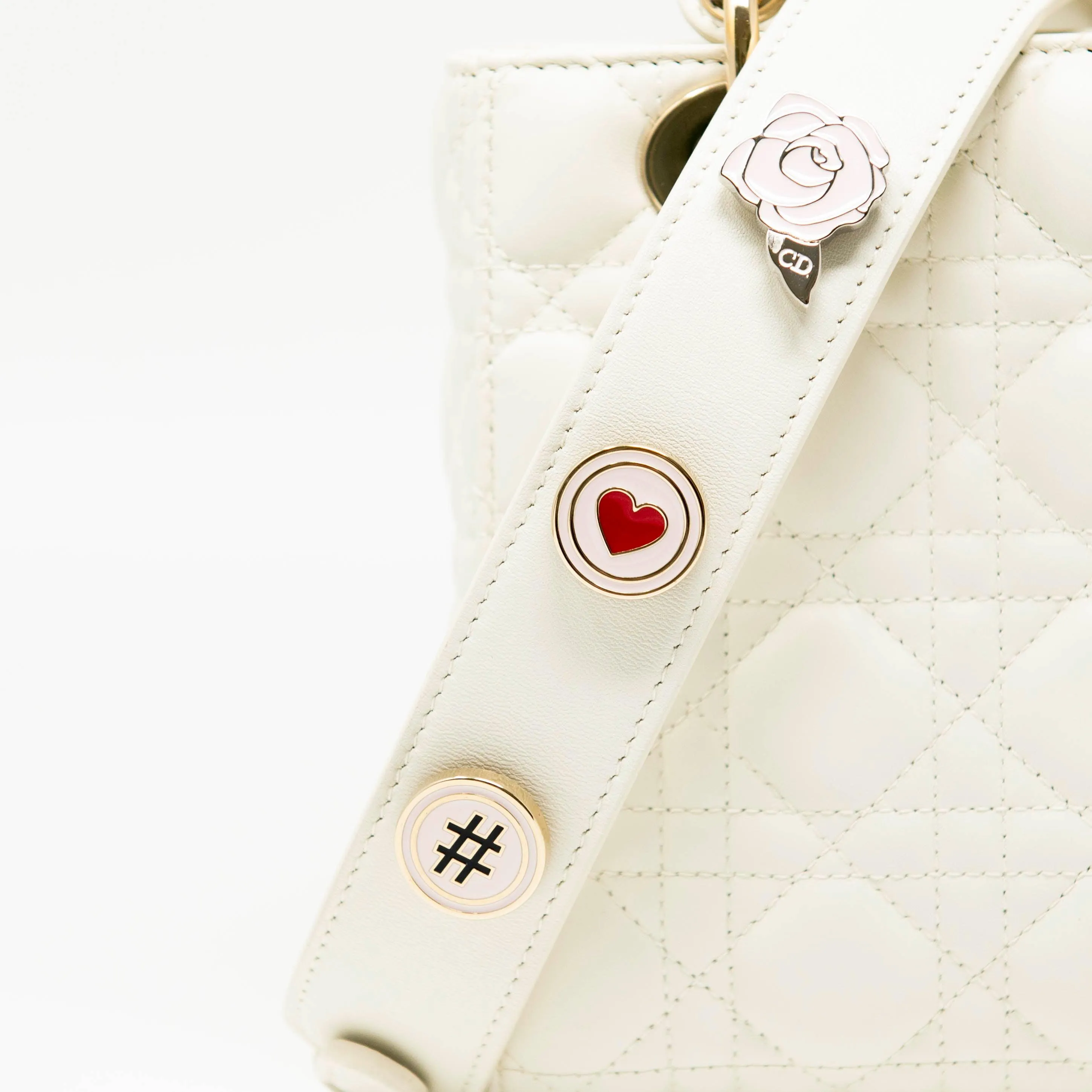 Dior White Small Lady Dior My ABCDior Bag