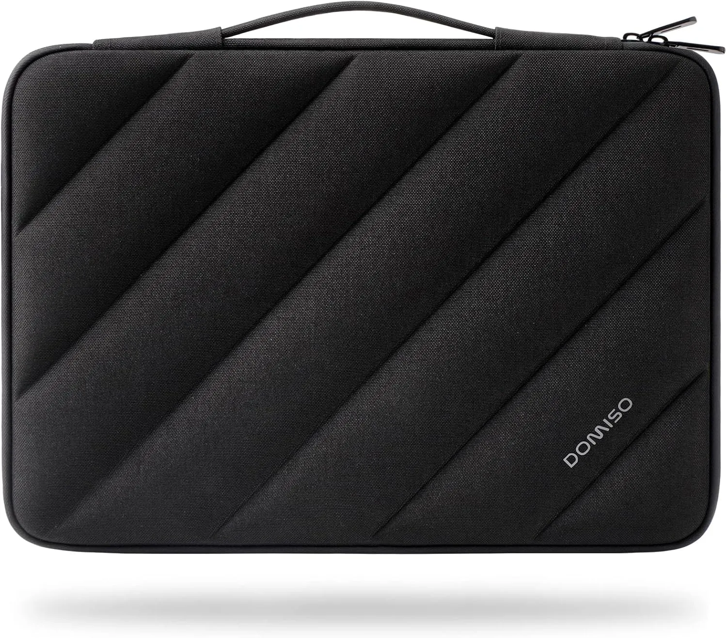 DOMISO 15.6 inch Laptop Sleeve Bag Shockproof Protective Carrying Case Water-Resistant Stripe Pattern Handbag with Handle Compatible with MacBook/HP/Dell,Black