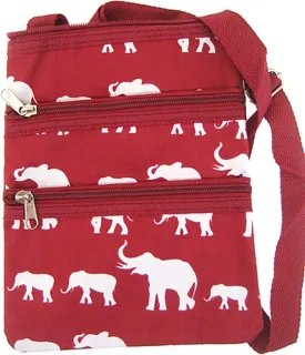 Elephant Print Cross Body Purse Messenger Bag Burgundy Alabama Roll Tide Bama