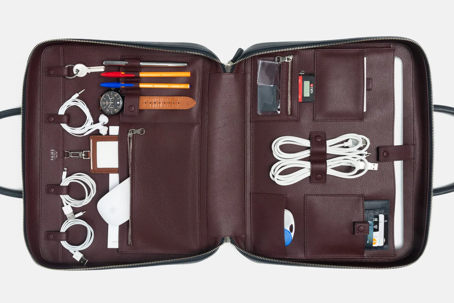 Faire Leather Co. - Bond Slim Briefcase | Cognac Brown