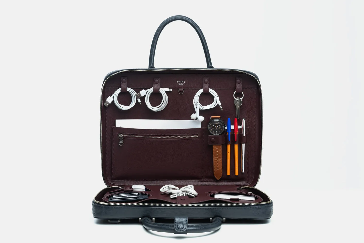 Faire Leather Co. - Bond Slim Briefcase | Cognac Brown