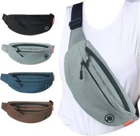 Fanny Pack for Men Women Crossbody, Waterproof Waist Pack Phone Holder with 4 Zipper Pockets Running Belt for Jogging Hiking Cycling Travel Fashion Adjustable Belt Bag - Grey