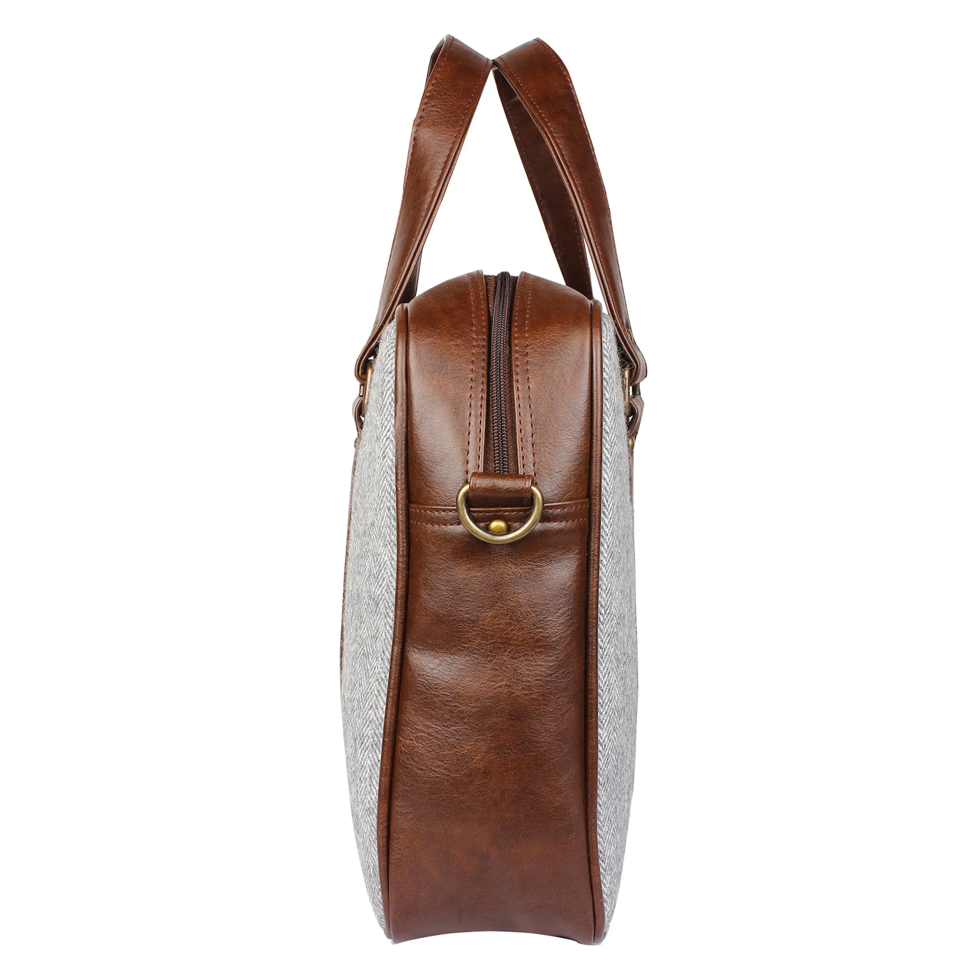 Flint Herringbone - Tweed and Vegan Leather Laptop Bag