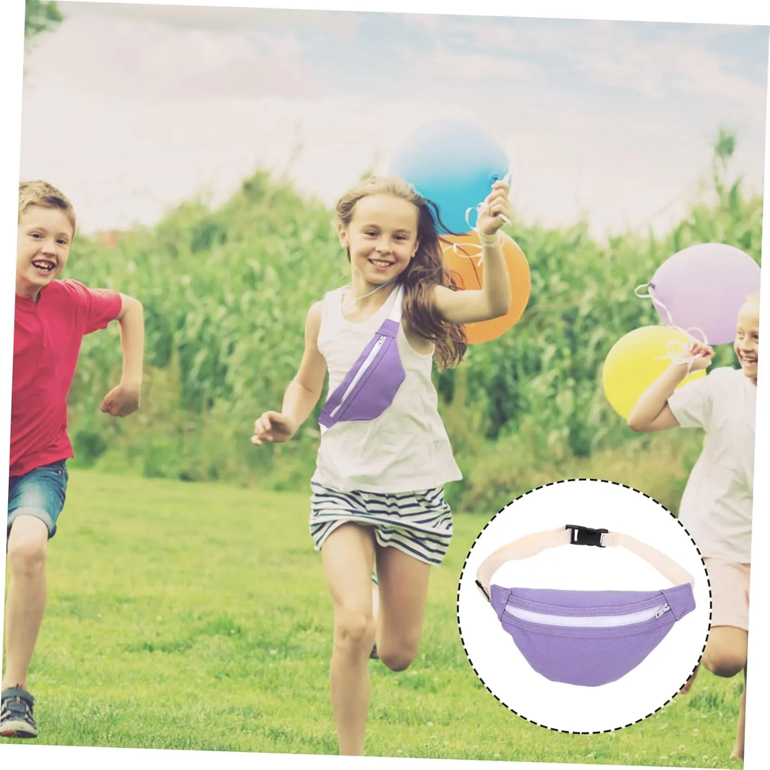 GALPADA 2pcs Boy Girl Canvas Waist Bag Portable Crossbody Sling Bag for Boys and Girls for Outdoor Adventures and Everyday Use