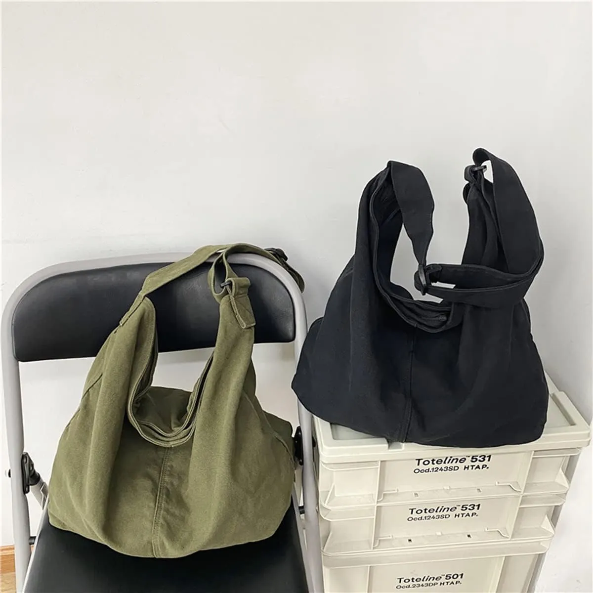 GAXOS Aesthetic Cute Messenger Bag for School Vintage Black Canvas Crossbody for Women Shoulder Laptop Bag