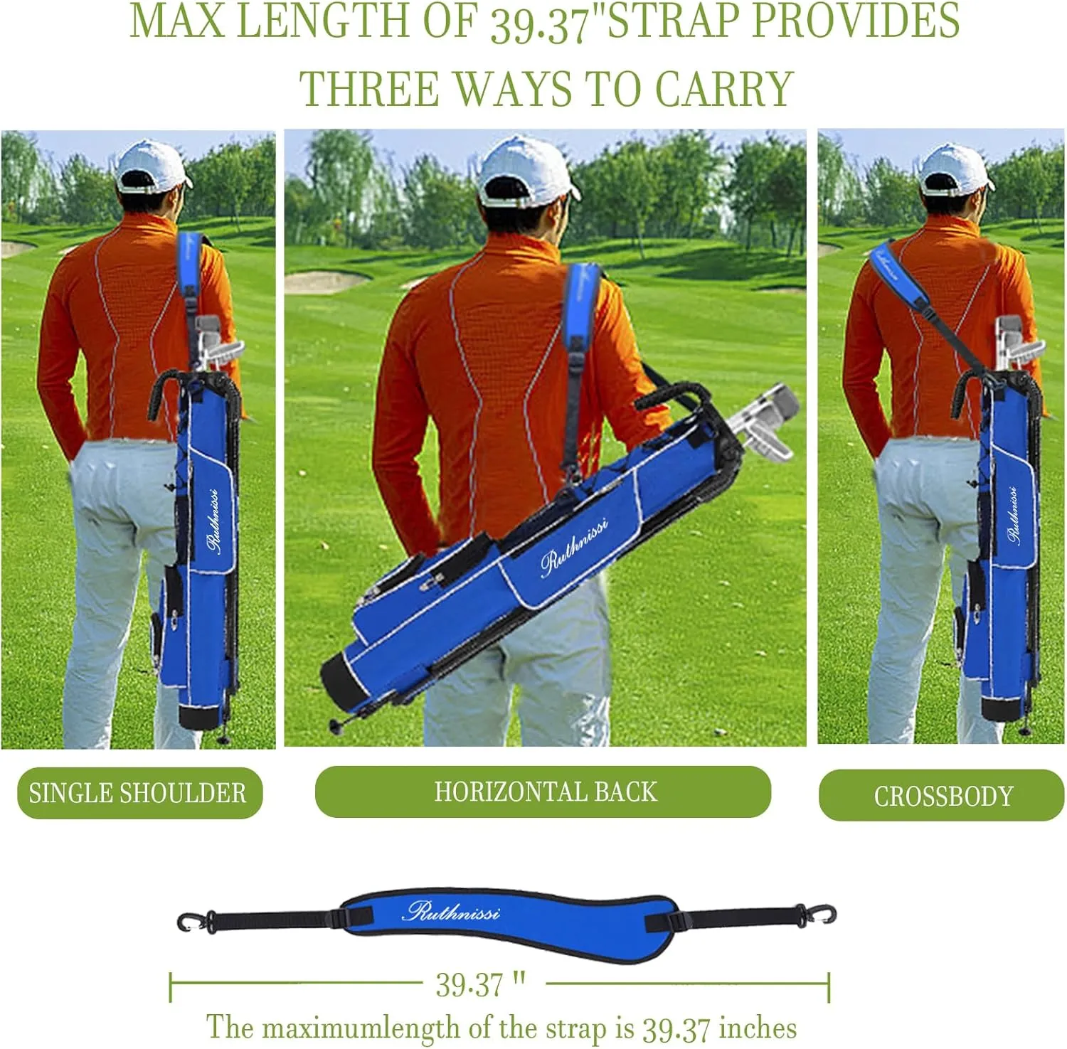 Golf Stand Bag, Lightweight Golf Easy Carry Bag with Padded StrapDurable Pitch n Putt Golf Bag, Practice Ranger Sunday Golf Bag for Men&Women