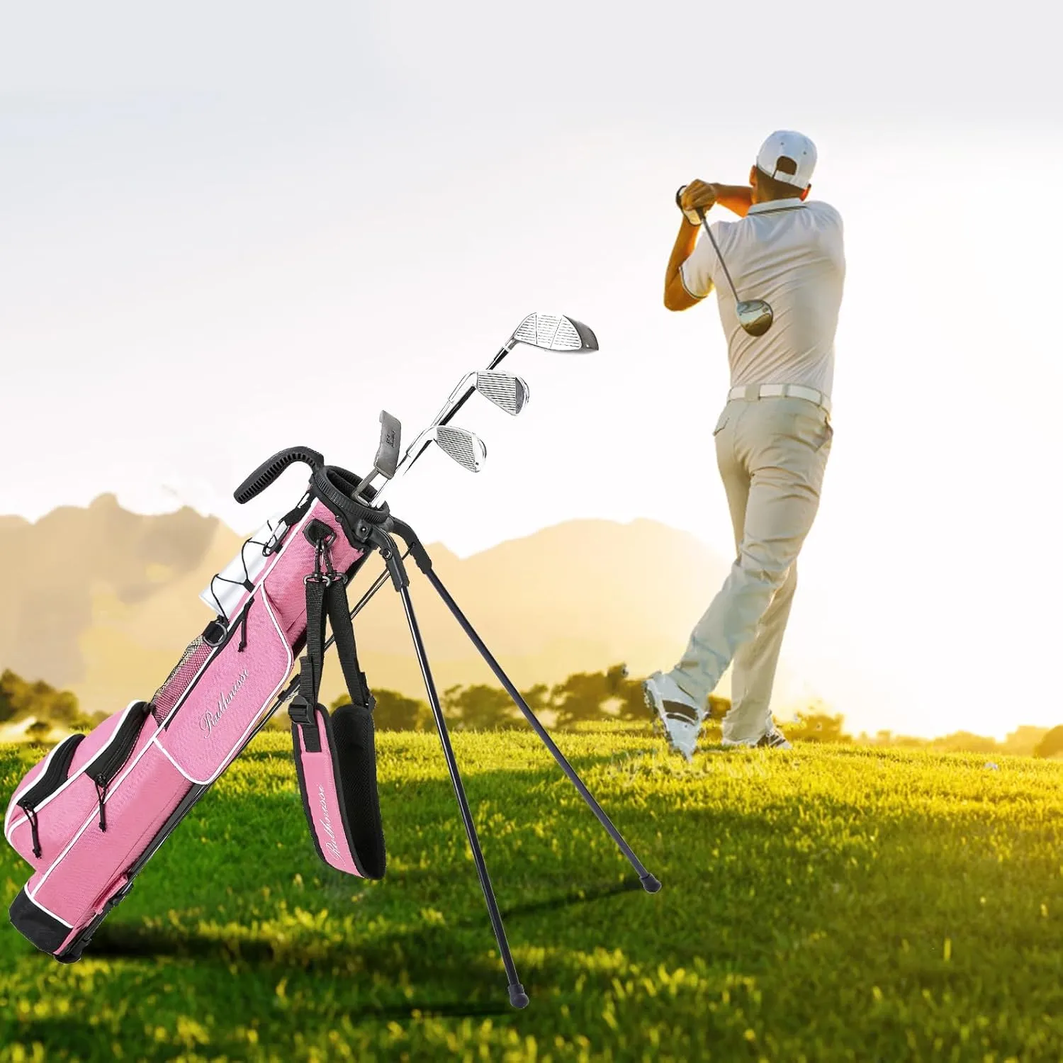 Golf Stand Bag, Lightweight Golf Easy Carry Bag with Padded StrapDurable Pitch n Putt Golf Bag, Practice Ranger Sunday Golf Bag for Men&Women