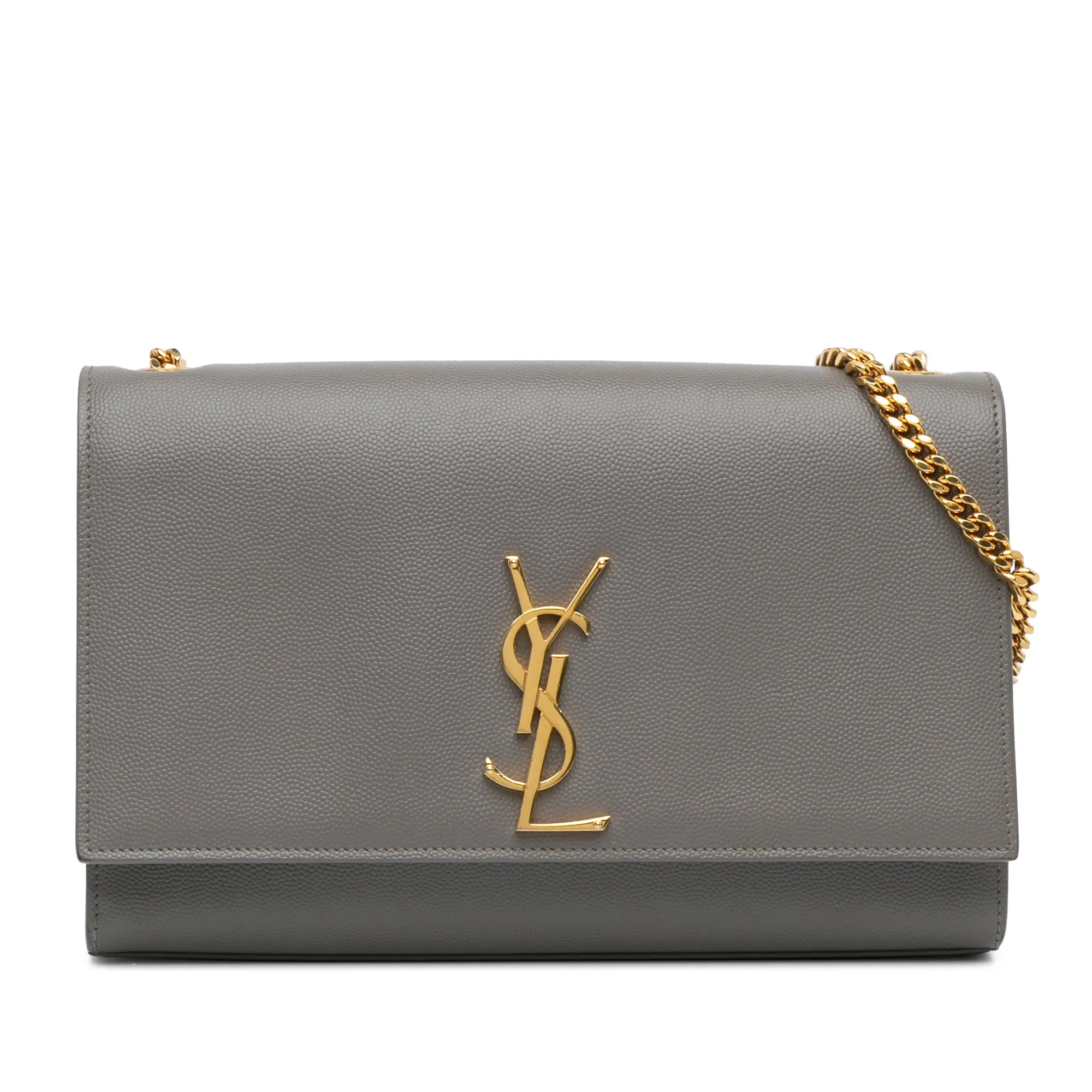 Gray Saint Laurent Medium Grain De Poudre Monogram Kate Crossbody