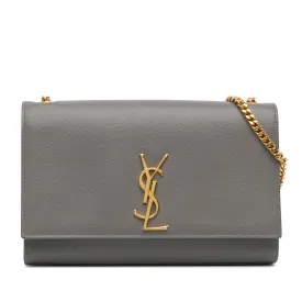 Gray Saint Laurent Medium Grain De Poudre Monogram Kate Crossbody