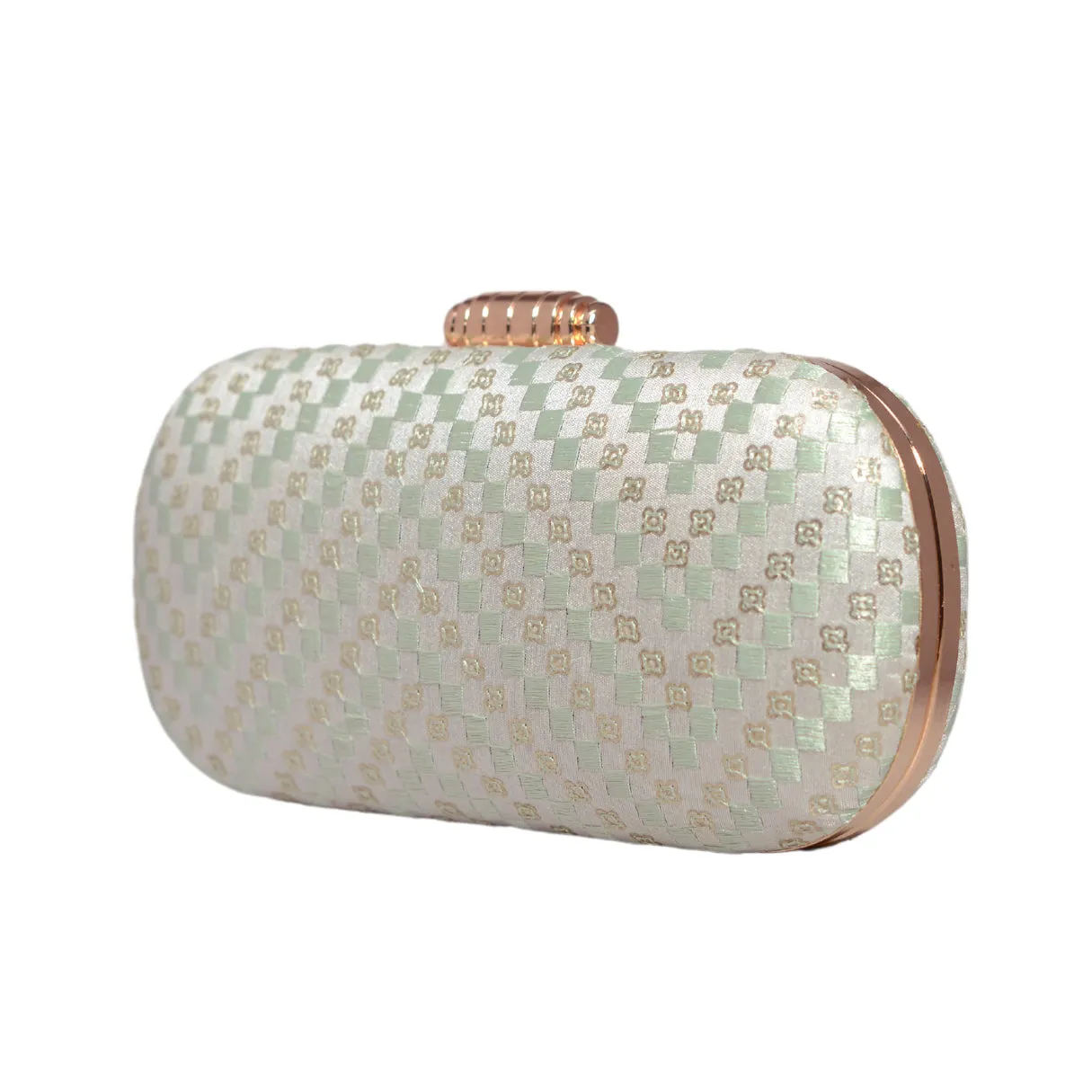 Grey And Sky Blue Sequins Embroidery Clutch