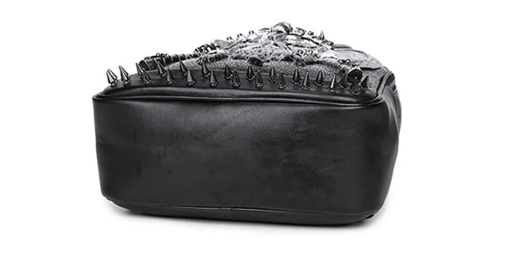 Halloween Backpack Punk Rivets Waterproof 3D Ghost Skull Crown Laptop Computer Knapsack