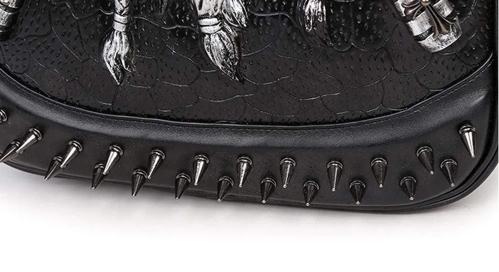 Halloween Backpack Punk Rivets Waterproof 3D Ghost Skull Crown Laptop Computer Knapsack