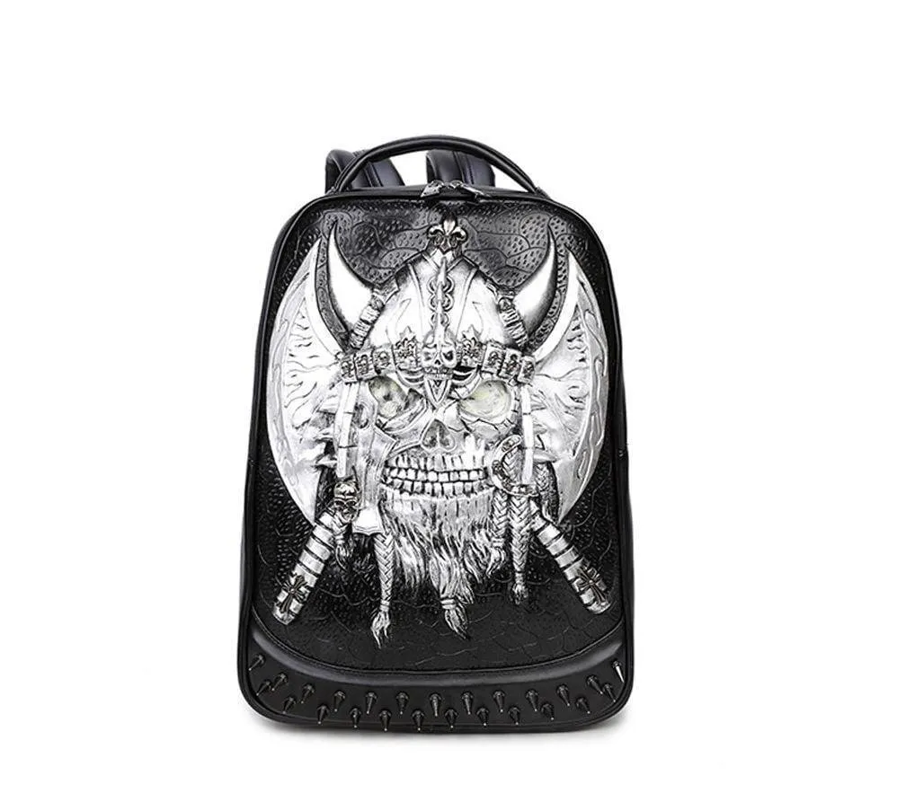 Halloween Backpack Punk Rivets Waterproof 3D Ghost Skull Crown Laptop Computer Knapsack