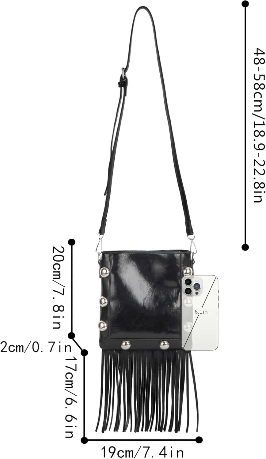 Hoce Womens Leather Fringe Messenger Bag Large Hobo Crossbody Tassel Shoulder Bags, Gift for Mom Wife Girlfriend