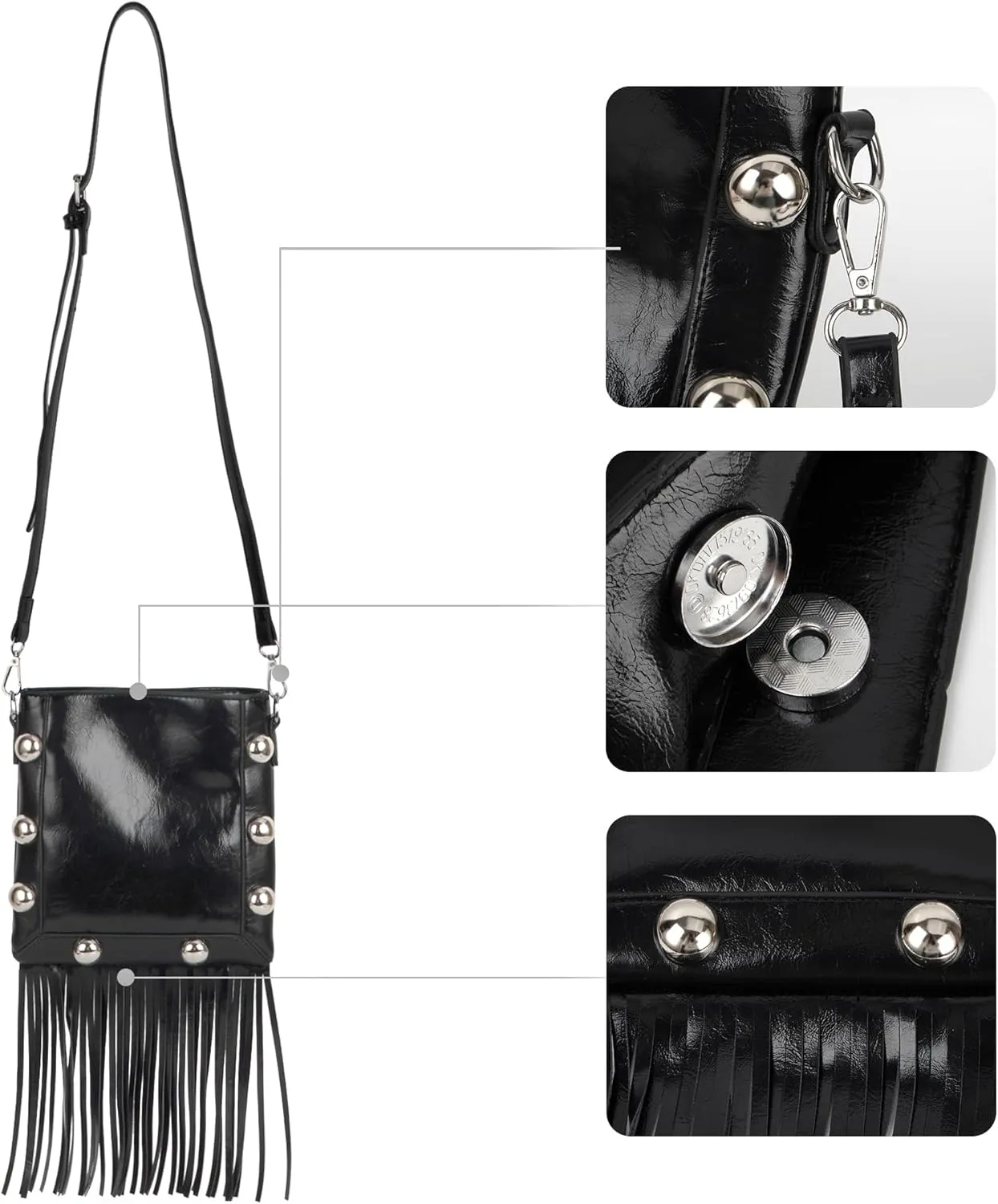 Hoce Womens Leather Fringe Messenger Bag Large Hobo Crossbody Tassel Shoulder Bags, Gift for Mom Wife Girlfriend
