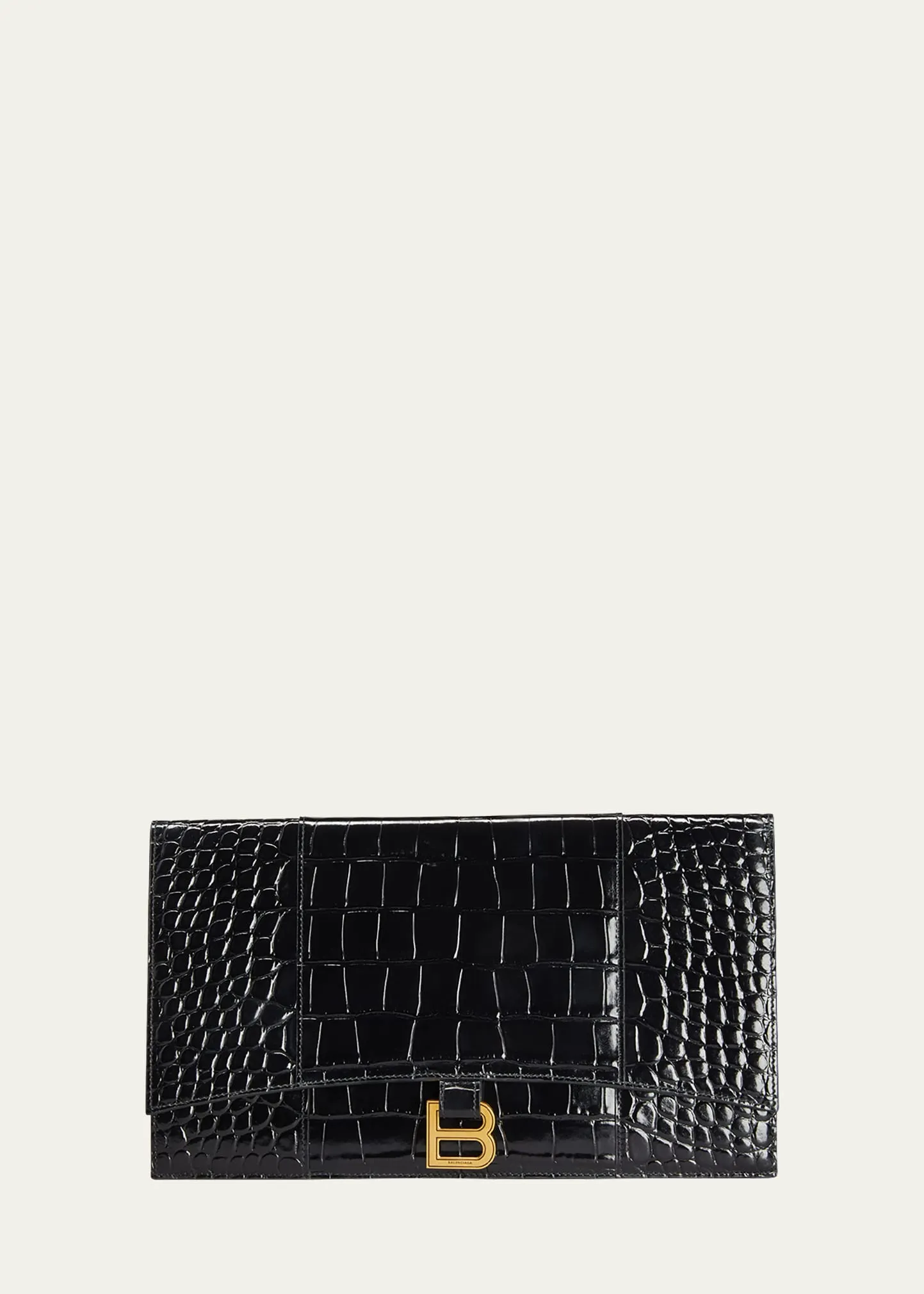 Hourglass Croco Flat Pouch Bag