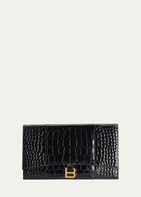 Hourglass Croco Flat Pouch Bag