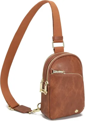INICAT RFID Blocking Sling Bag Leather Crossbody Bags for Women Fanny Pack Cross Body for Woman Chest Bag for Travel 1.9L