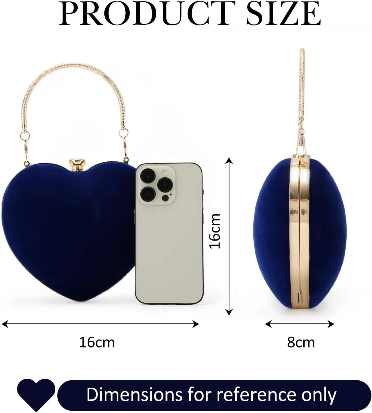Lanpet Women Heart Shaped Evening Bag Mini Clutch Purse Chain Strap Shoulder Bag Handbag for Wedding Cocktail Party 