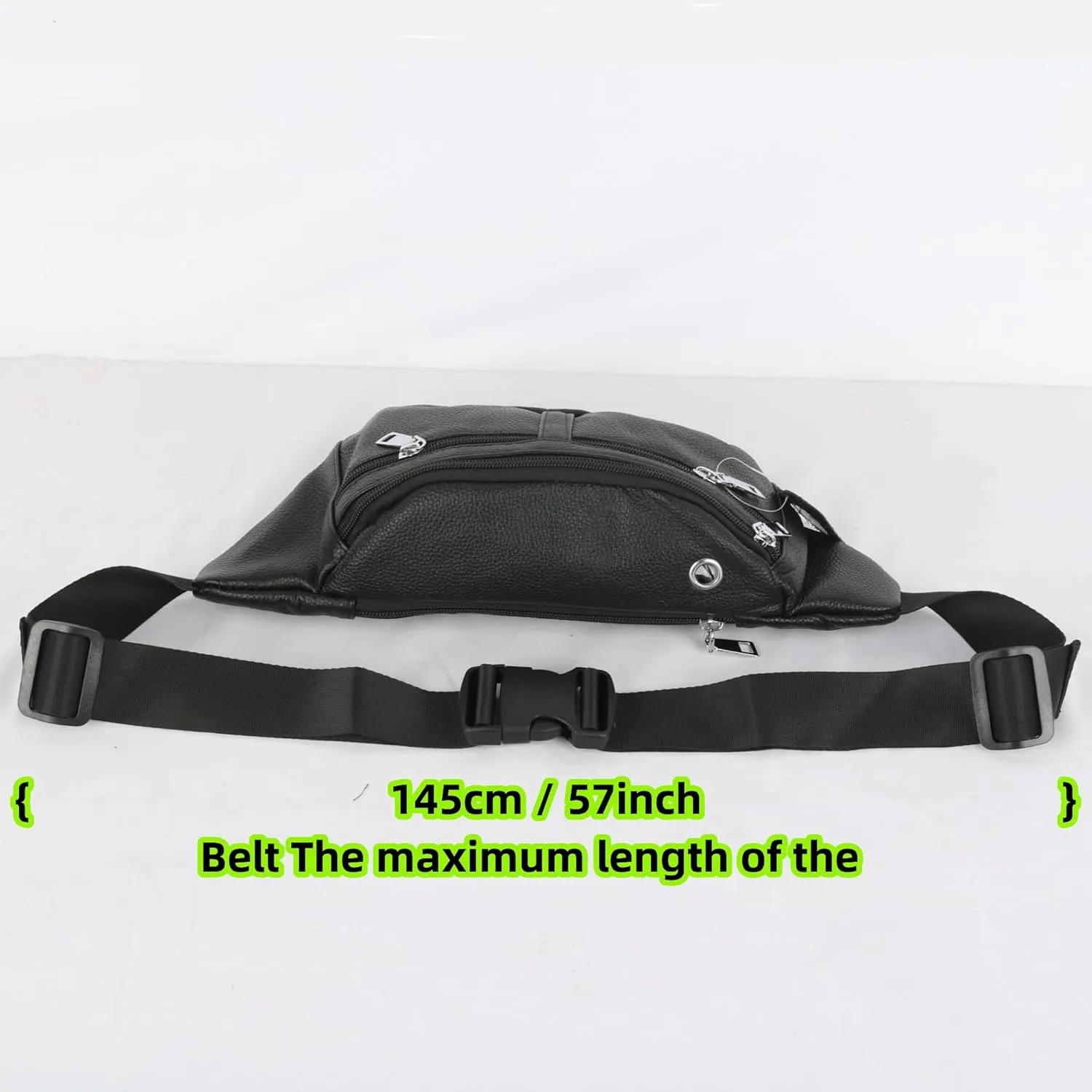 leather Fanny pack, Outdoor travel waist Pack Cowhide Leather Large Size 6 Pockets waist bag.Suitable for outdoor mountaineering, travel, camping, cycling, running, etc.black-C