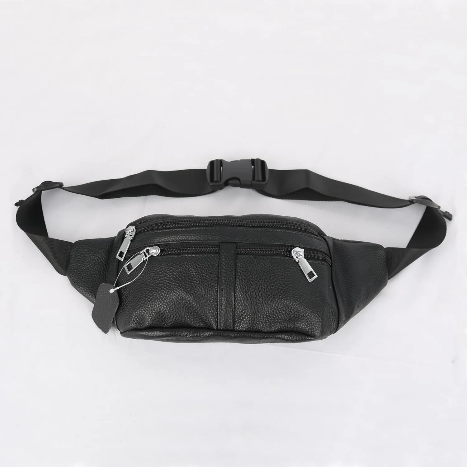 leather Fanny pack, Outdoor travel waist Pack Cowhide Leather Large Size 6 Pockets waist bag.Suitable for outdoor mountaineering, travel, camping, cycling, running, etc.black-C
