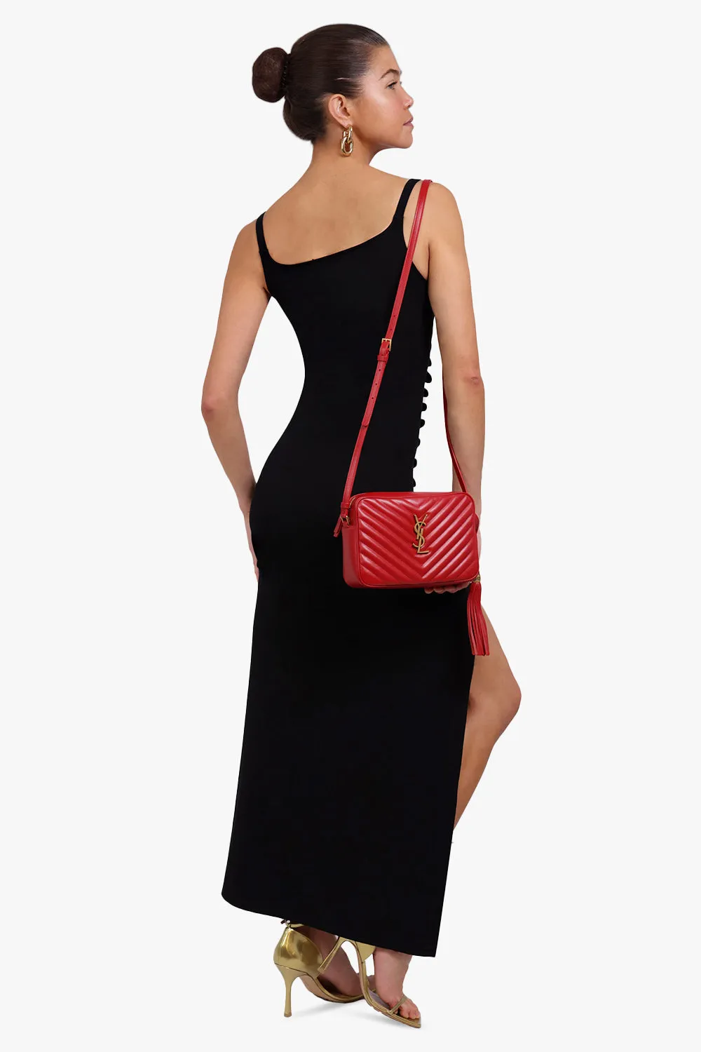 LOU QUILTED CAMERA BAG | ROUGE EROS/GOLD